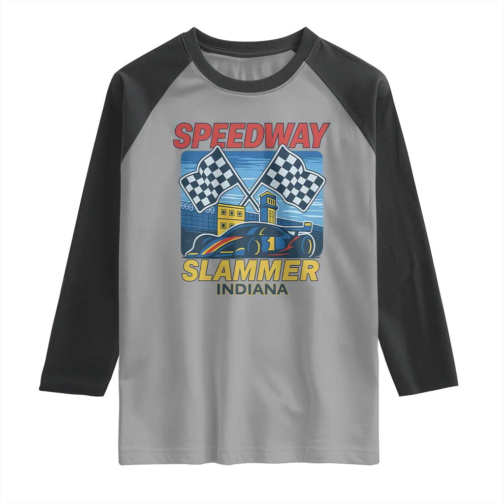 Speedway Slammer 2025 Raglan Shirt Indiana Alcatraz Vintage Racing Graphic - Wonder Print Shop