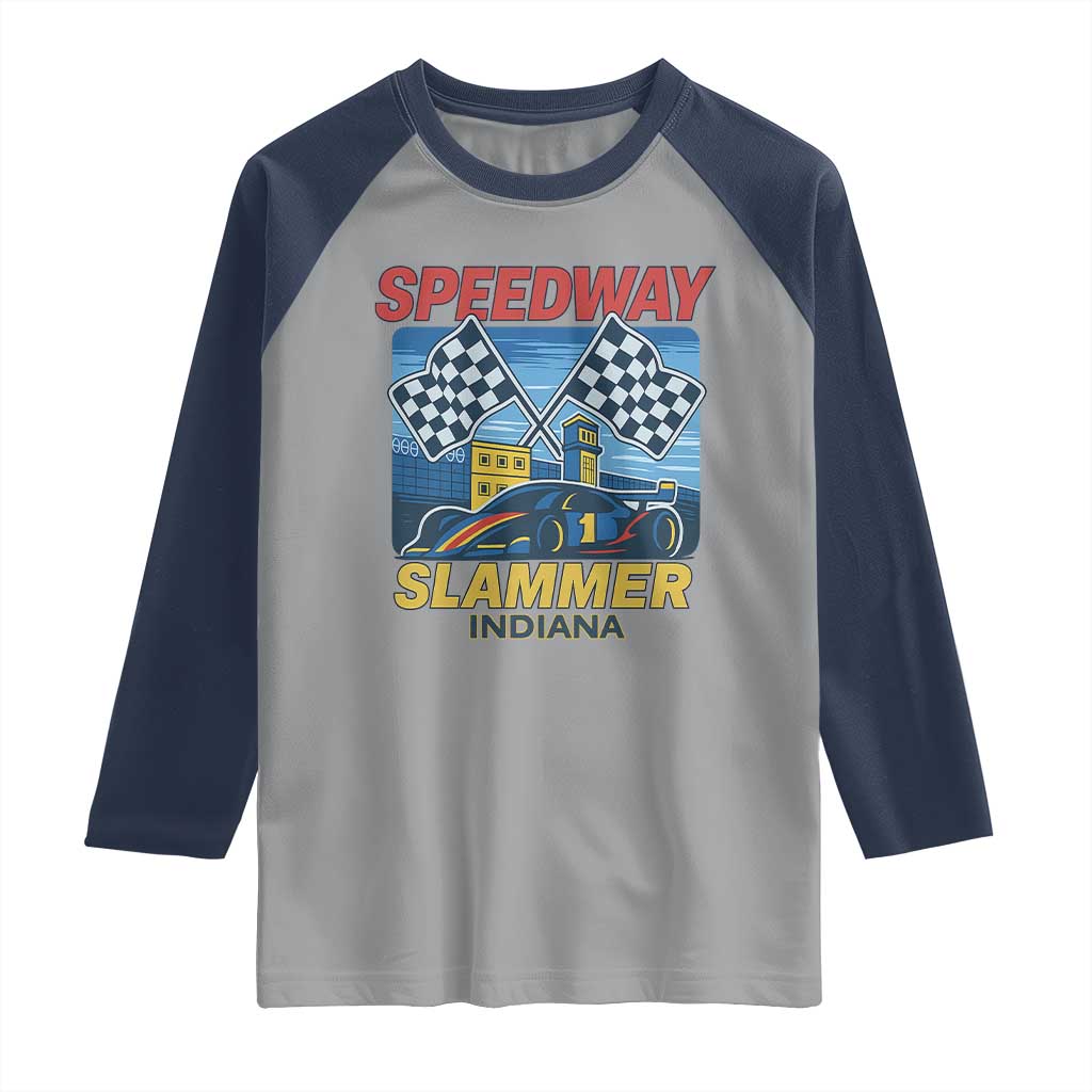 Speedway Slammer 2025 Raglan Shirt Indiana Alcatraz Vintage Racing Graphic - Wonder Print Shop