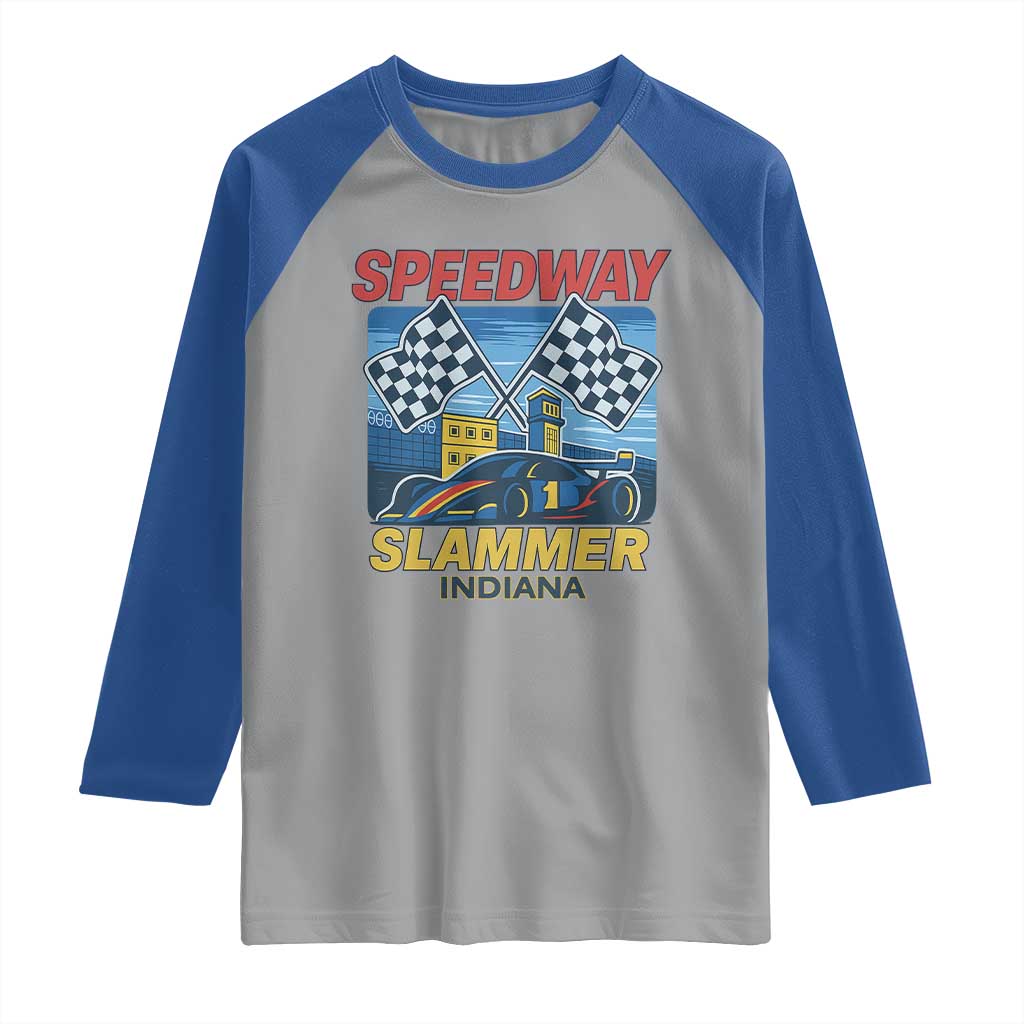 Speedway Slammer 2025 Raglan Shirt Indiana Alcatraz Vintage Racing Graphic - Wonder Print Shop