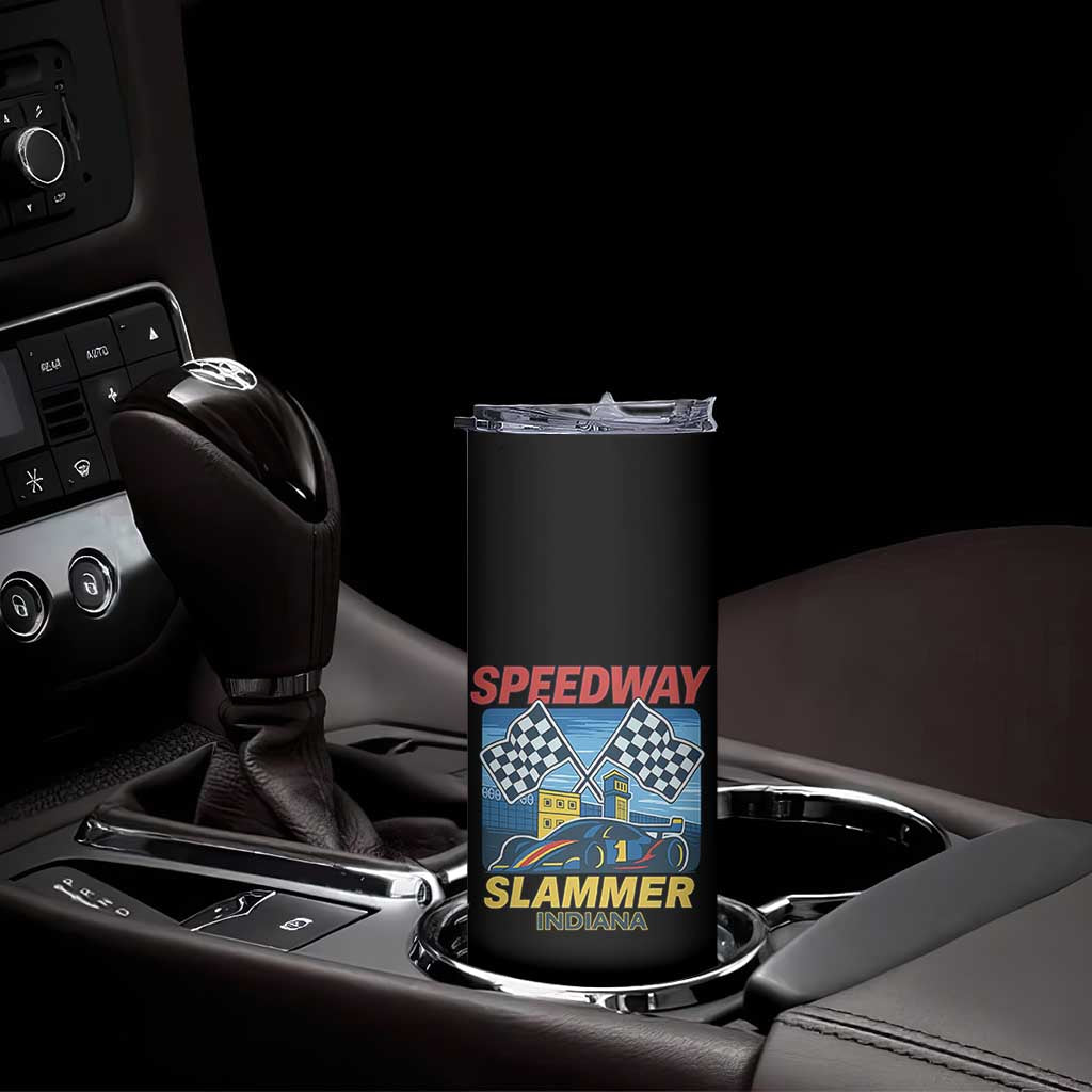 Speedway Slammer 2025 Skinny Tumbler Indiana Alcatraz Vintage Racing Graphic - Wonder Print Shop