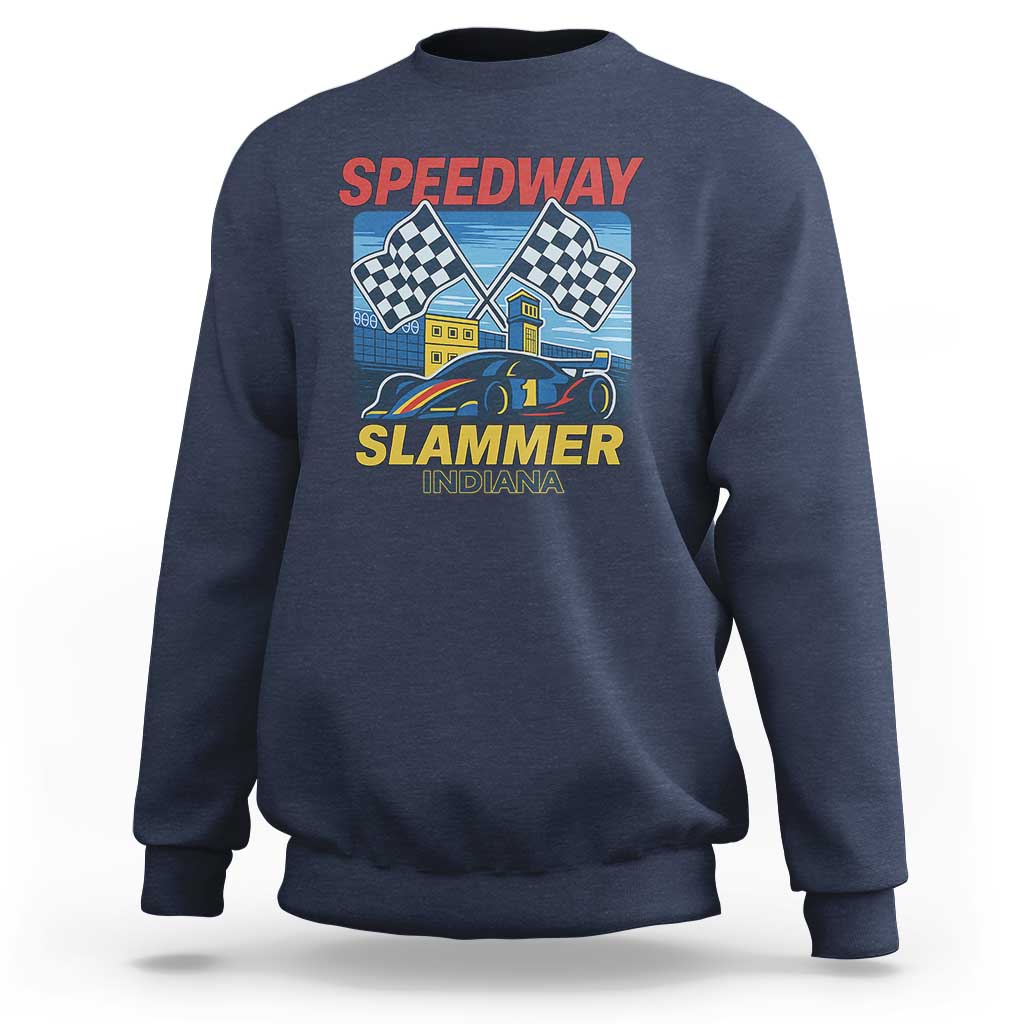 Speedway Slammer 2025 Sweatshirt Indiana Alcatraz Vintage Racing Graphic - Wonder Print Shop