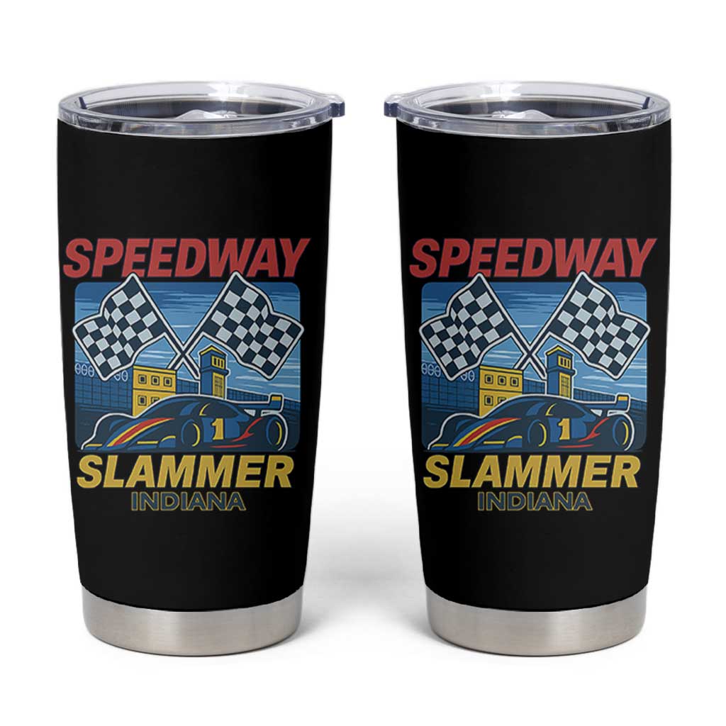 Speedway Slammer 2025 Tumbler Cup Indiana Alcatraz Vintage Racing Graphic - Wonder Print Shop