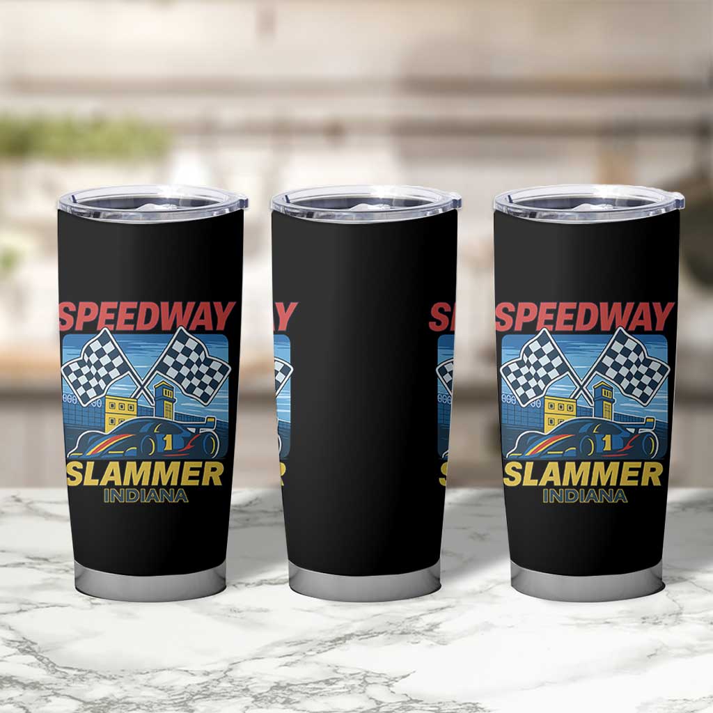 Speedway Slammer 2025 Tumbler Cup Indiana Alcatraz Vintage Racing Graphic - Wonder Print Shop