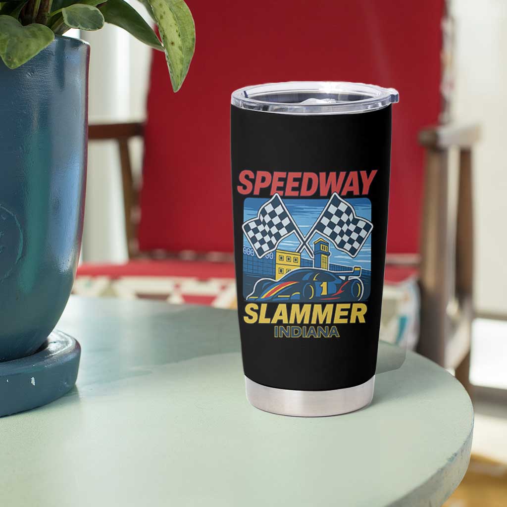 Speedway Slammer 2025 Tumbler Cup Indiana Alcatraz Vintage Racing Graphic - Wonder Print Shop