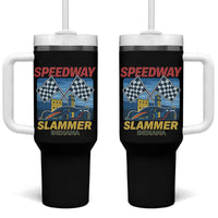 Speedway Slammer 2025 Tumbler With Handle Indiana Alcatraz Vintage Racing Graphic - Wonder Print Shop