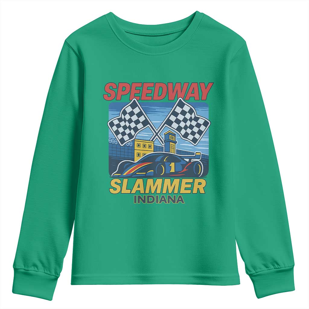 Speedway Slammer 2025 Youth Sweatshirt Indiana Alcatraz Vintage Racing Graphic - Wonder Print Shop