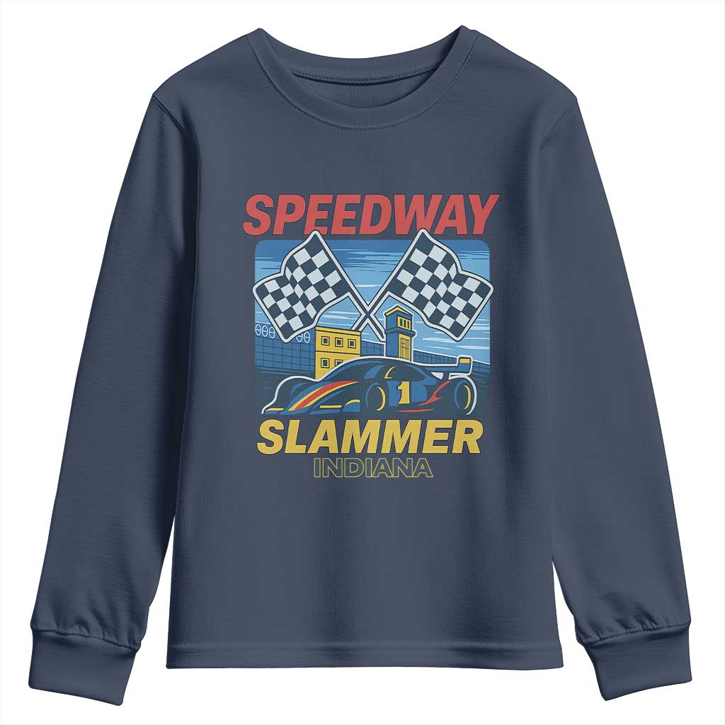 Speedway Slammer 2025 Youth Sweatshirt Indiana Alcatraz Vintage Racing Graphic - Wonder Print Shop