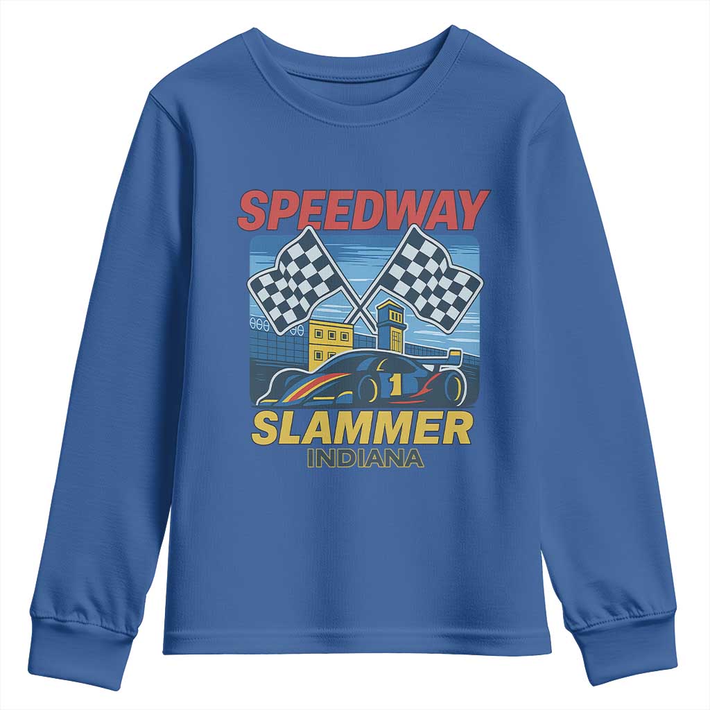 Speedway Slammer 2025 Youth Sweatshirt Indiana Alcatraz Vintage Racing Graphic - Wonder Print Shop