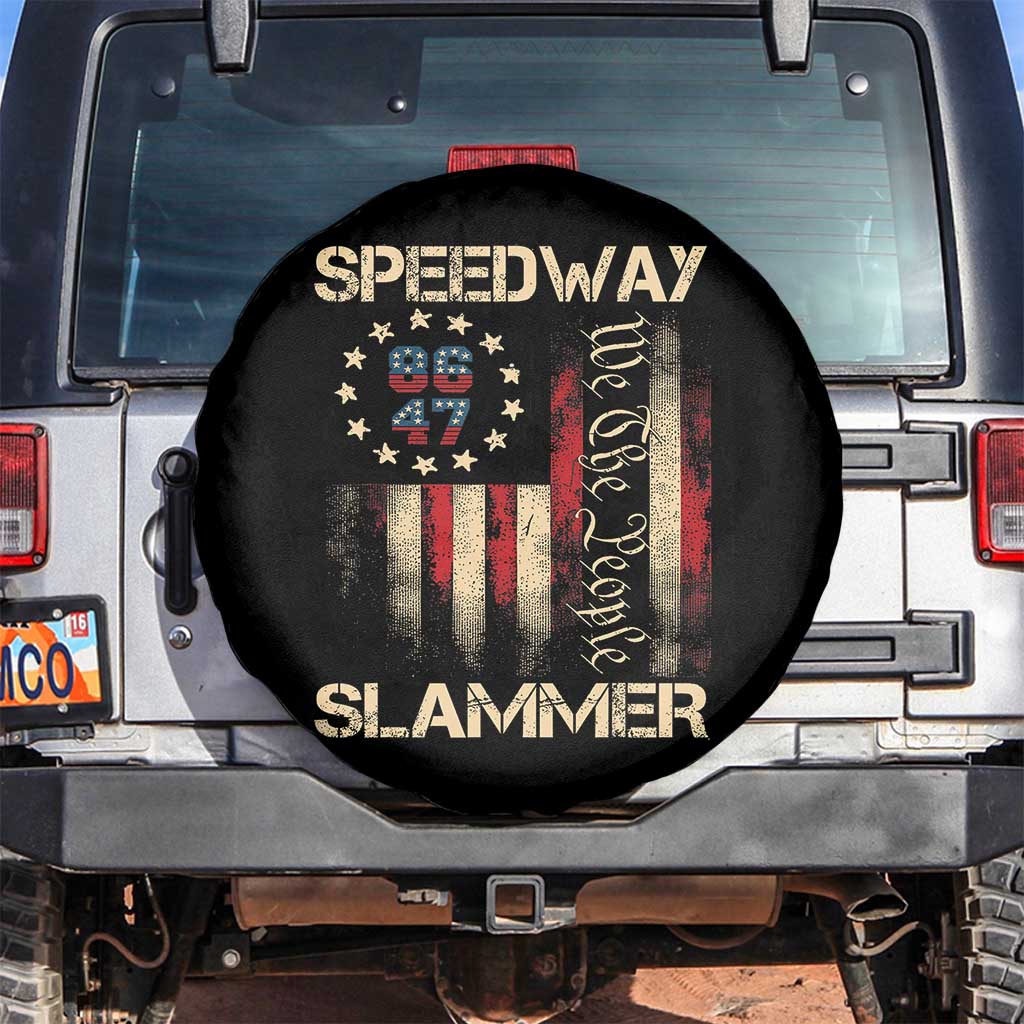 Speedway Slammer 2025 Spare Tire Cover We The People Patriotic Distressed American Flag - Wonder Print Shop