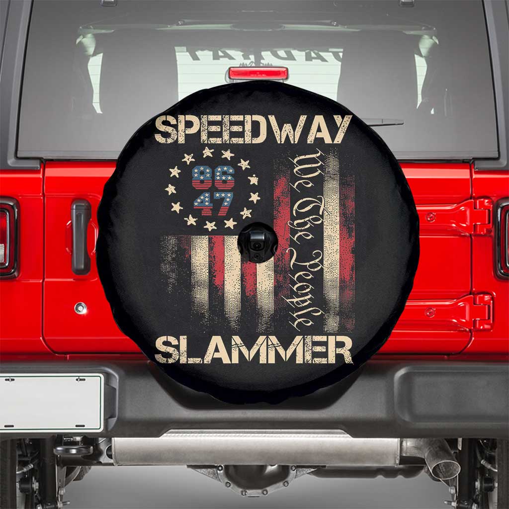 Speedway Slammer 2025 Spare Tire Cover We The People Patriotic Distressed American Flag - Wonder Print Shop