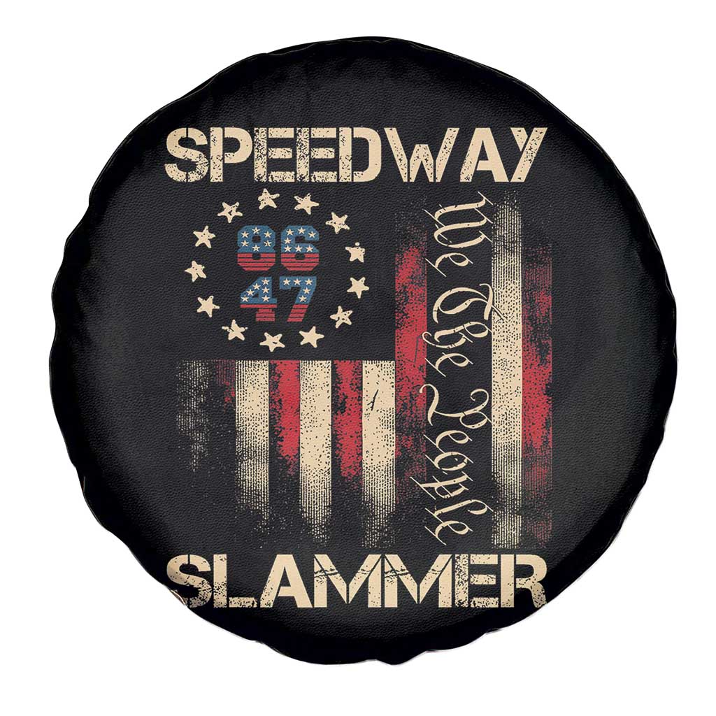 Speedway Slammer 2025 Spare Tire Cover We The People Patriotic Distressed American Flag - Wonder Print Shop