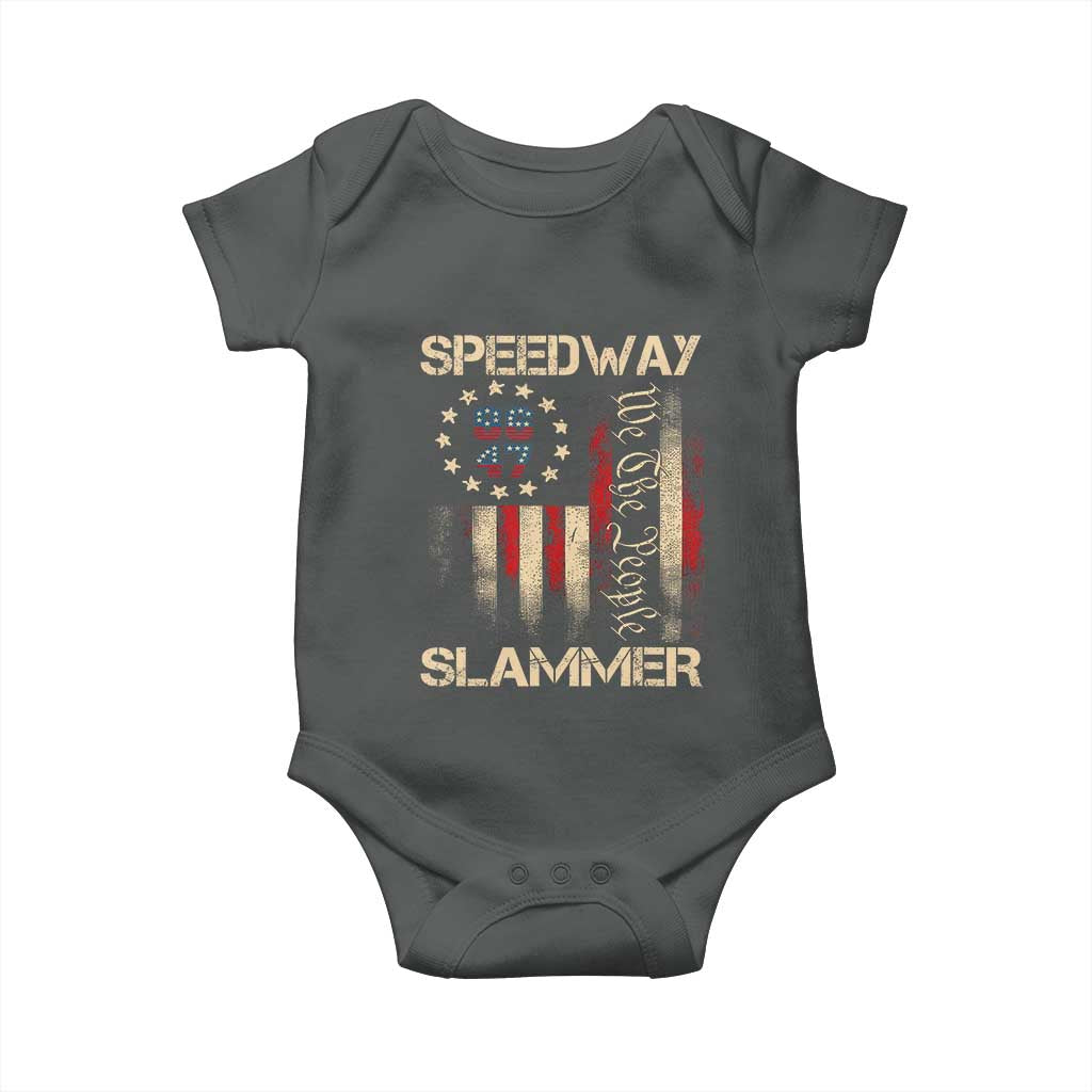 Speedway Slammer 2025 Baby Onesie We The People Patriotic Distressed American Flag - Wonder Print Shop