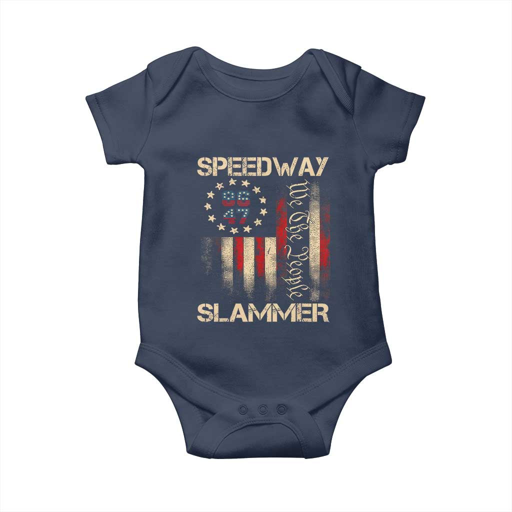 Speedway Slammer 2025 Baby Onesie We The People Patriotic Distressed American Flag - Wonder Print Shop
