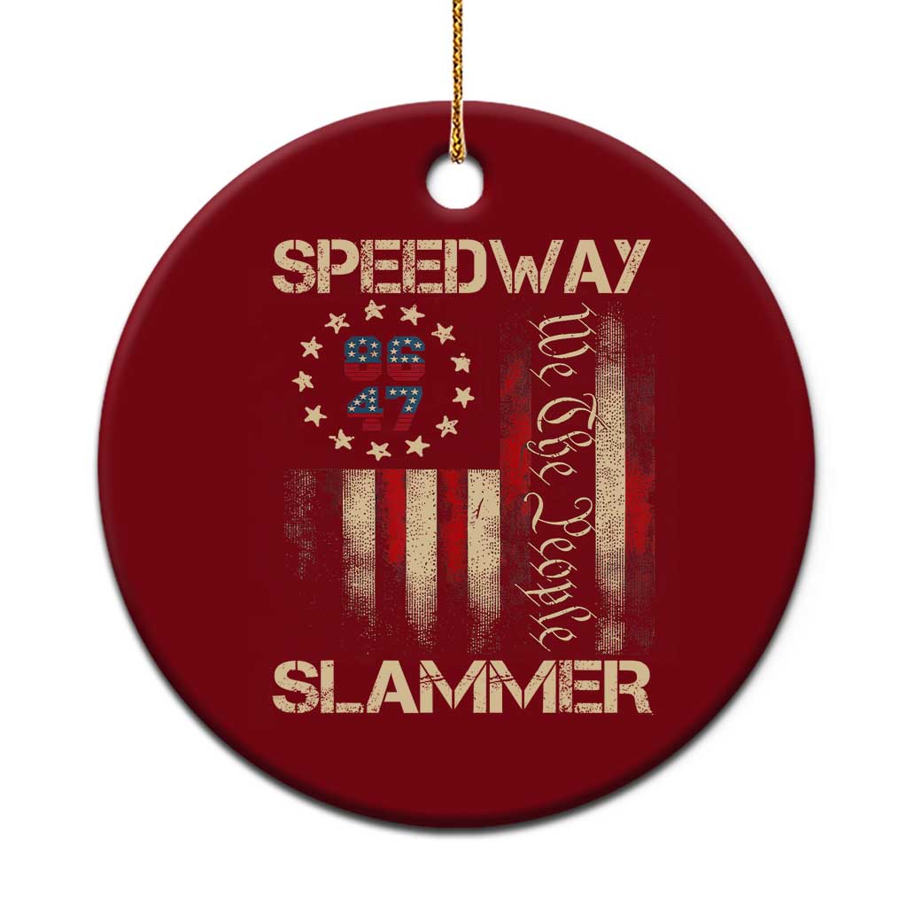 Speedway Slammer 2025 Ceramic Ornament We The People Patriotic Distressed American Flag - Wonder Print Shop