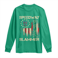 Speedway Slammer 2025 Long Sleeve Shirt We The People Patriotic Distressed American Flag - Wonder Print Shop