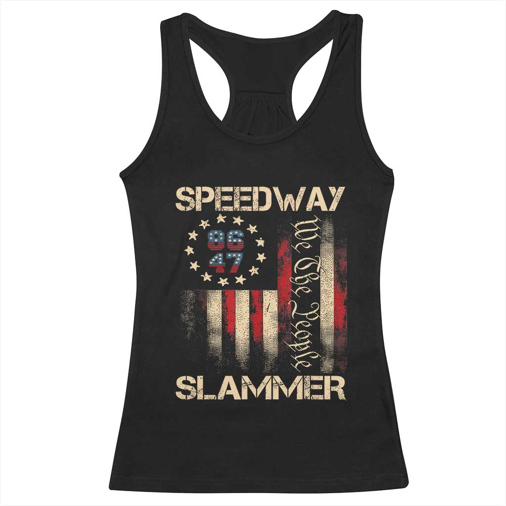 Speedway Slammer 2025 Racerback Tank Top We The People Patriotic Distressed American Flag - Wonder Print Shop