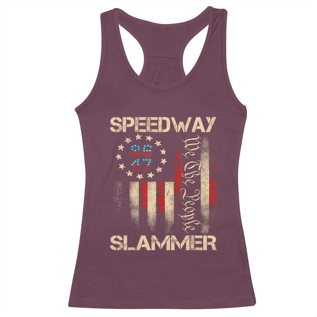 Speedway Slammer 2025 Racerback Tank Top We The People Patriotic Distressed American Flag - Wonder Print Shop