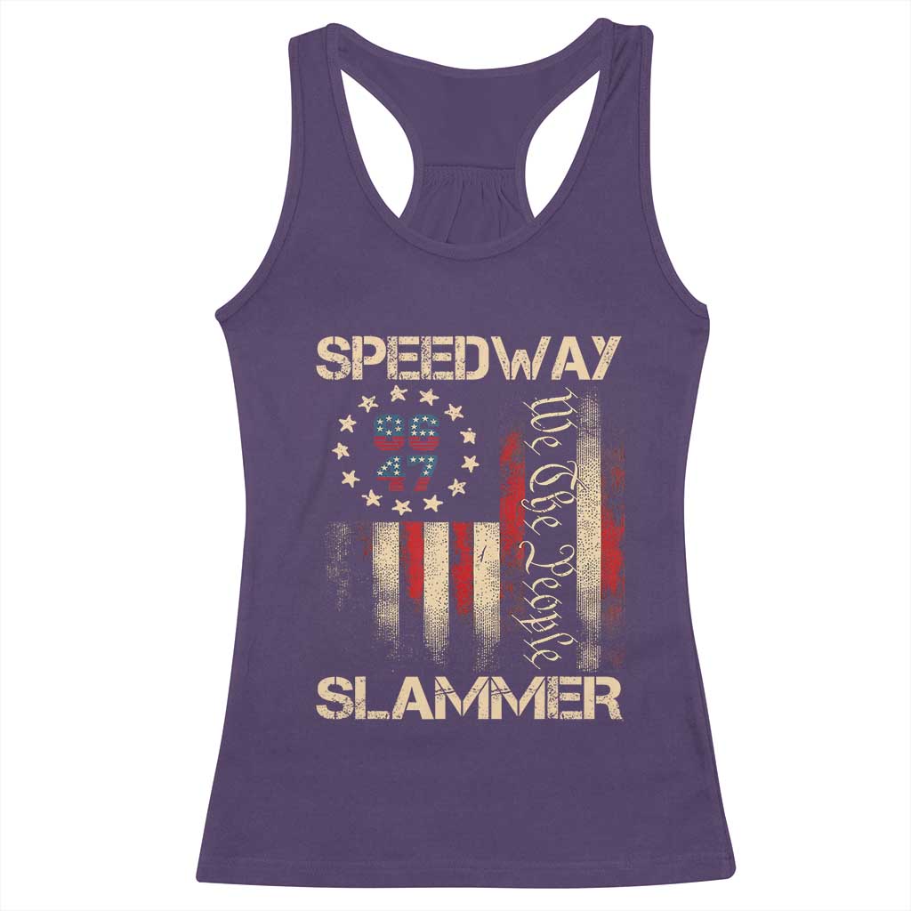 Speedway Slammer 2025 Racerback Tank Top We The People Patriotic Distressed American Flag - Wonder Print Shop