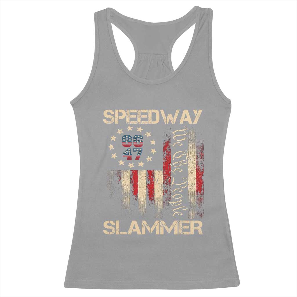 Speedway Slammer 2025 Racerback Tank Top We The People Patriotic Distressed American Flag - Wonder Print Shop
