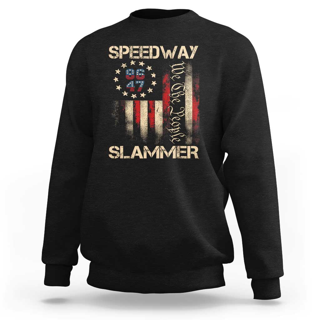 Speedway Slammer 2025 Sweatshirt We The People Patriotic Distressed American Flag - Wonder Print Shop