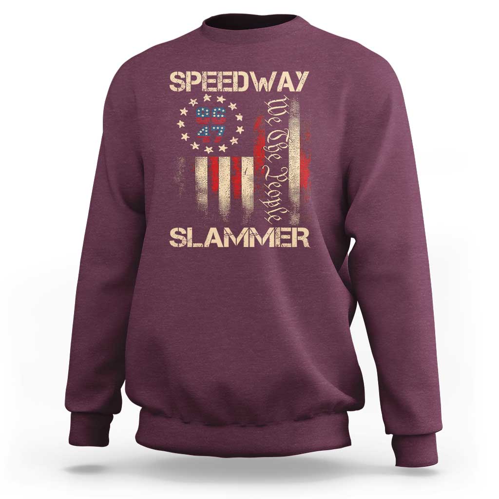 Speedway Slammer 2025 Sweatshirt We The People Patriotic Distressed American Flag - Wonder Print Shop