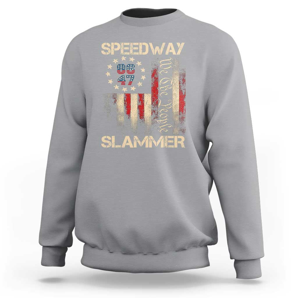 Speedway Slammer 2025 Sweatshirt We The People Patriotic Distressed American Flag - Wonder Print Shop