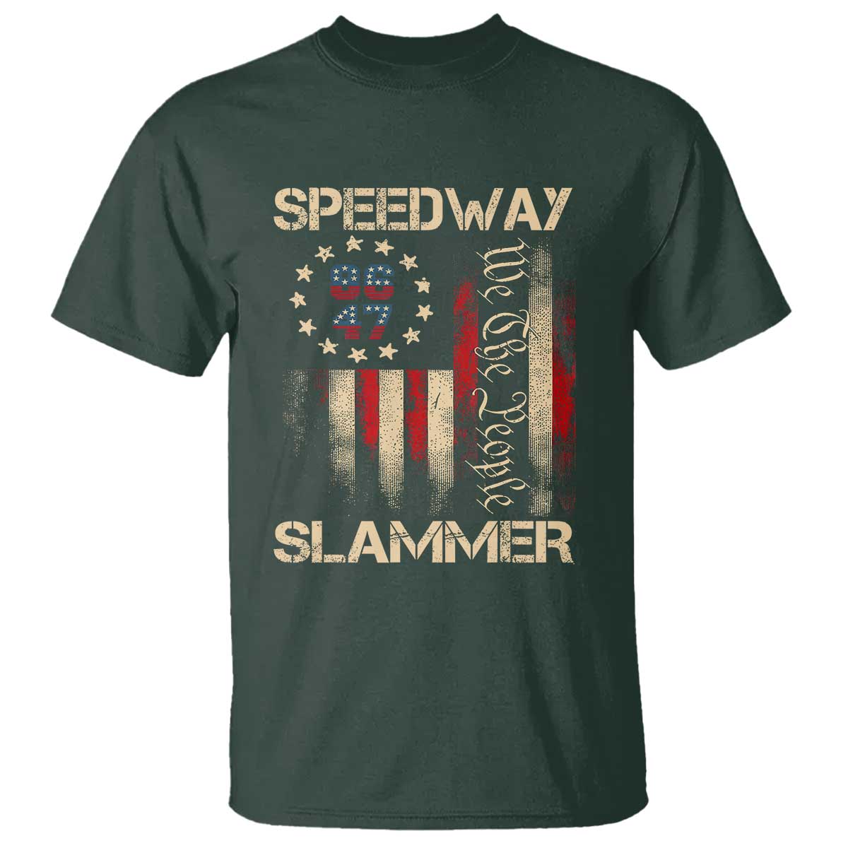 Speedway Slammer 2025 T Shirt We The People Patriotic Distressed American Flag - Wonder Print Shop