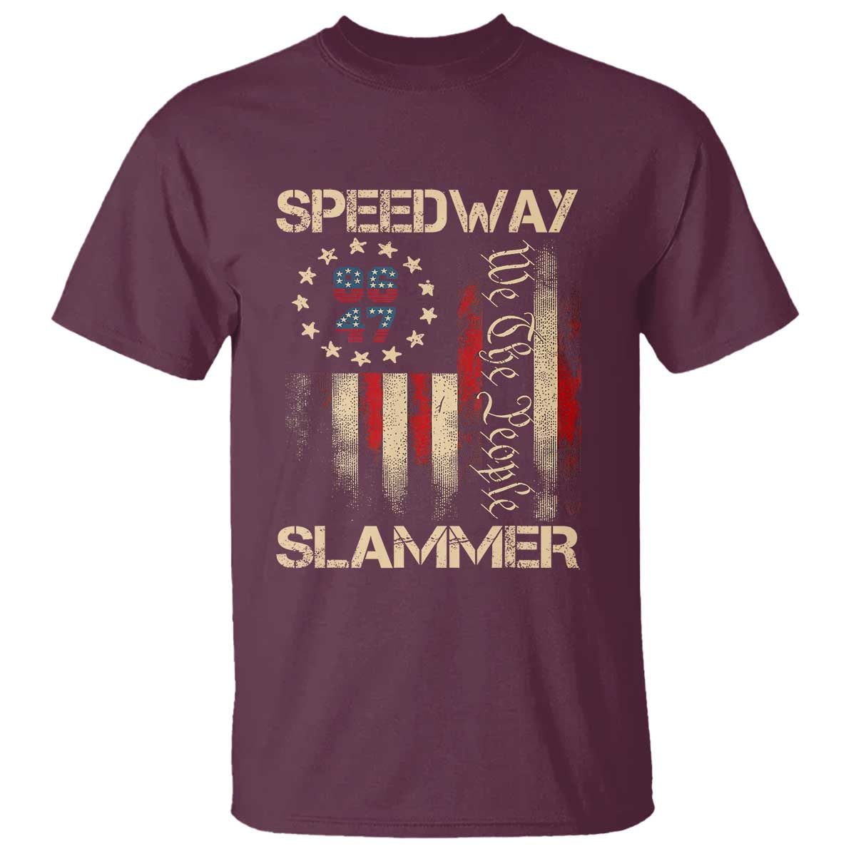 Speedway Slammer 2025 T Shirt We The People Patriotic Distressed American Flag - Wonder Print Shop