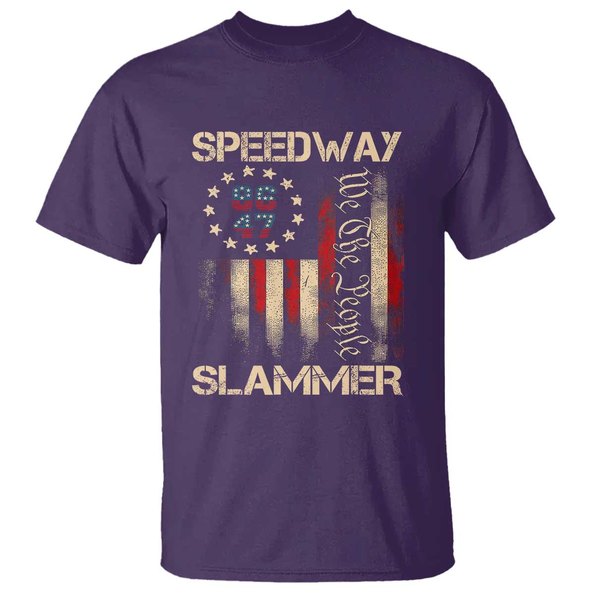 Speedway Slammer 2025 T Shirt We The People Patriotic Distressed American Flag - Wonder Print Shop