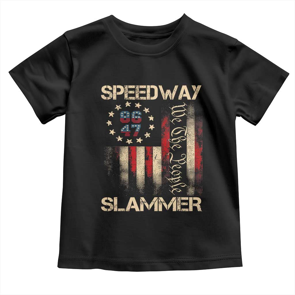 Speedway Slammer 2025 Toddler T Shirt We The People Patriotic Distressed American Flag - Wonder Print Shop