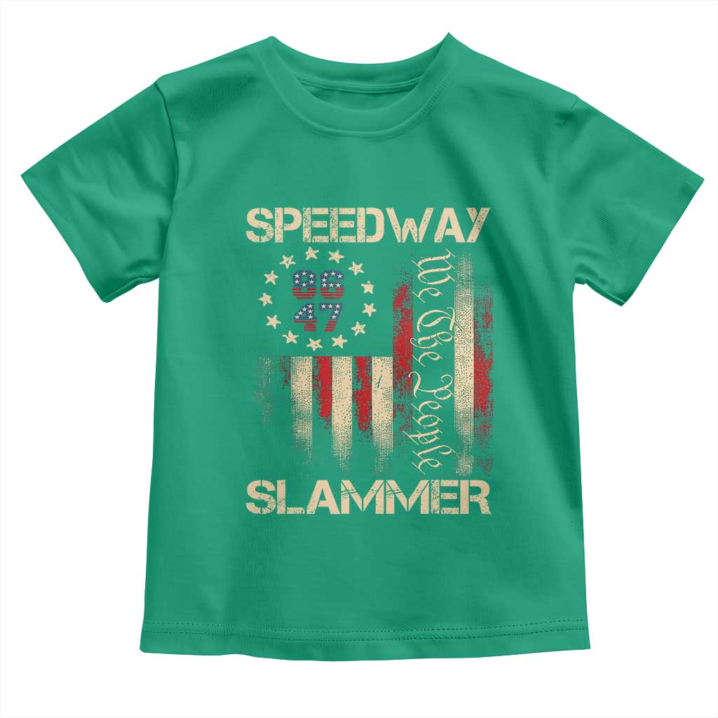 Speedway Slammer 2025 Toddler T Shirt We The People Patriotic Distressed American Flag - Wonder Print Shop