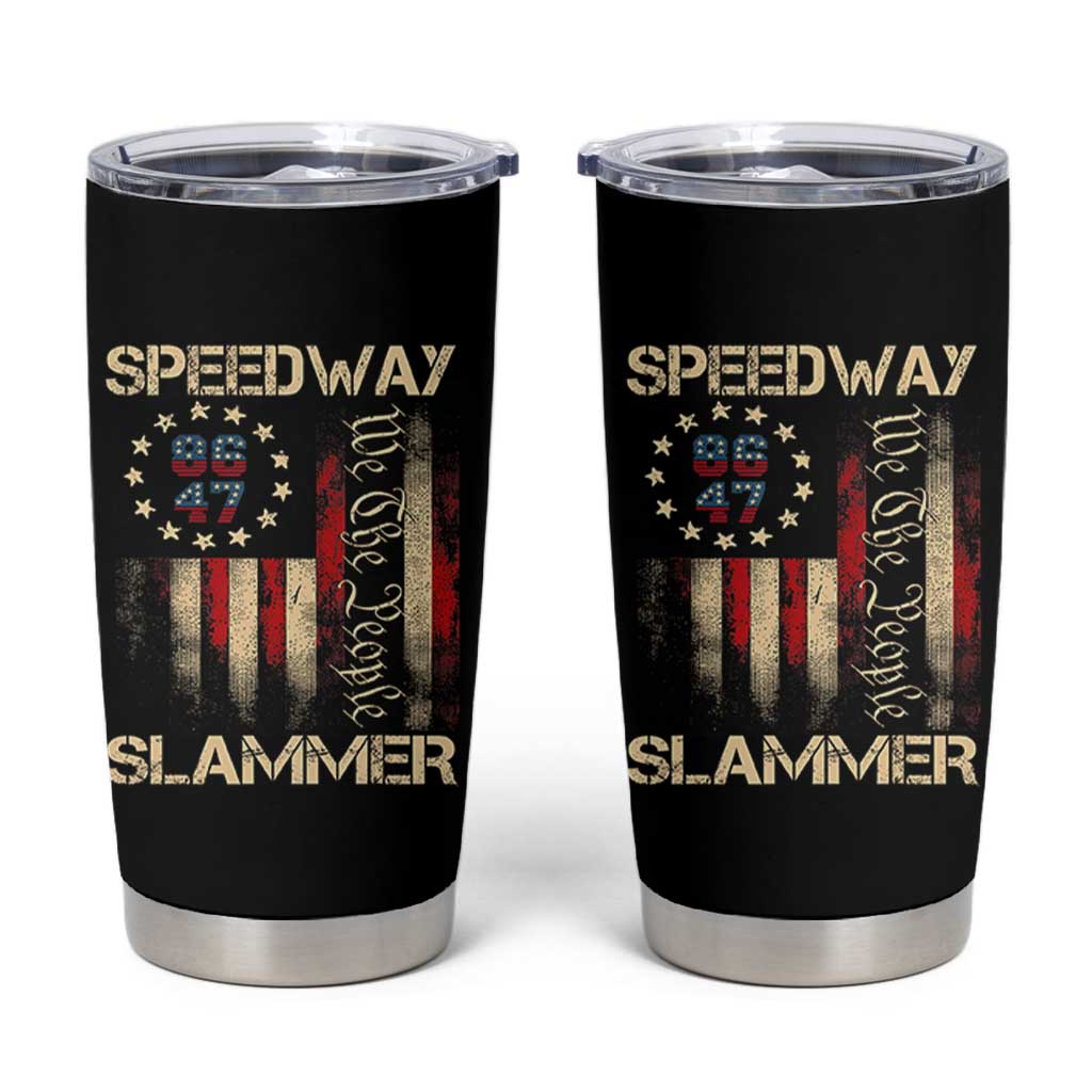 Speedway Slammer 2025 Tumbler Cup We The People Patriotic Distressed American Flag - Wonder Print Shop