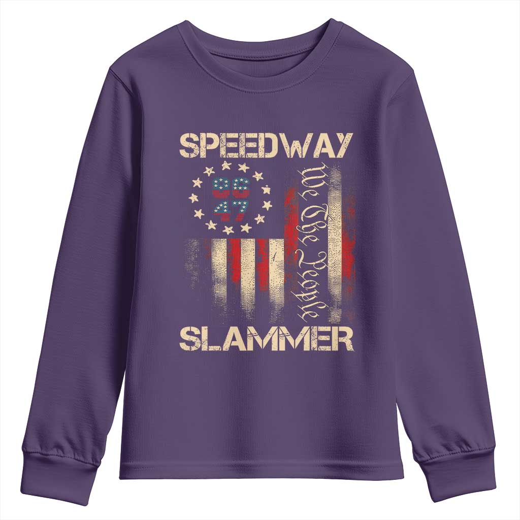 Speedway Slammer 2025 Youth Sweatshirt We The People Patriotic Distressed American Flag - Wonder Print Shop