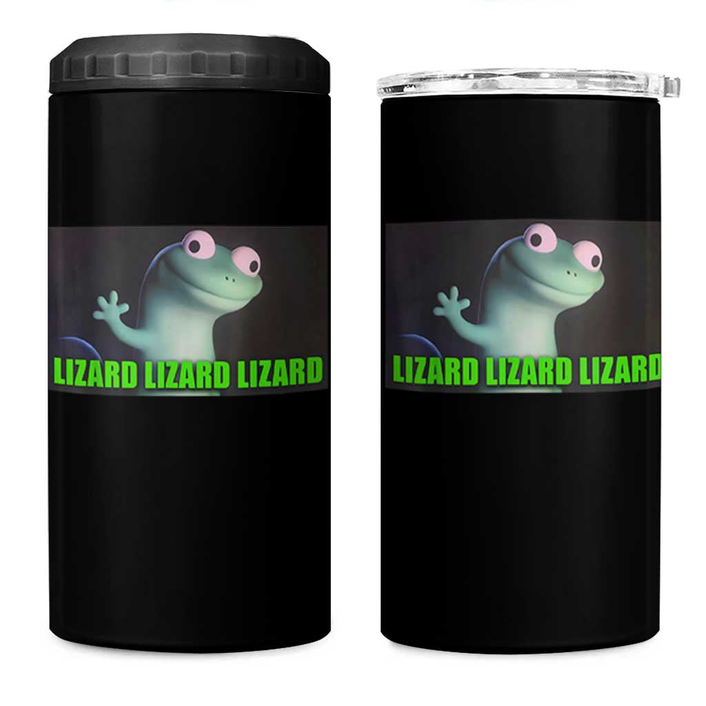 Funny Lizard Lizard Lizard 4 in 1 Can Cooler Tumbler Weirdcore Gecko Meme - Wonder Print Shop