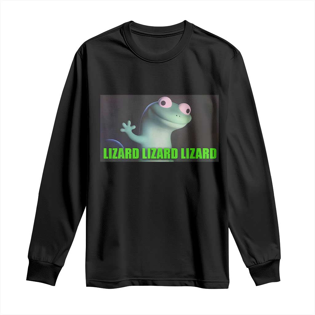 Funny Lizard Lizard Lizard Long Sleeve Shirt Weirdcore Gecko Meme - Wonder Print Shop