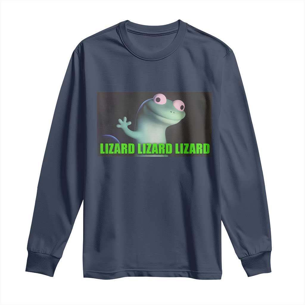 Funny Lizard Lizard Lizard Long Sleeve Shirt Weirdcore Gecko Meme - Wonder Print Shop