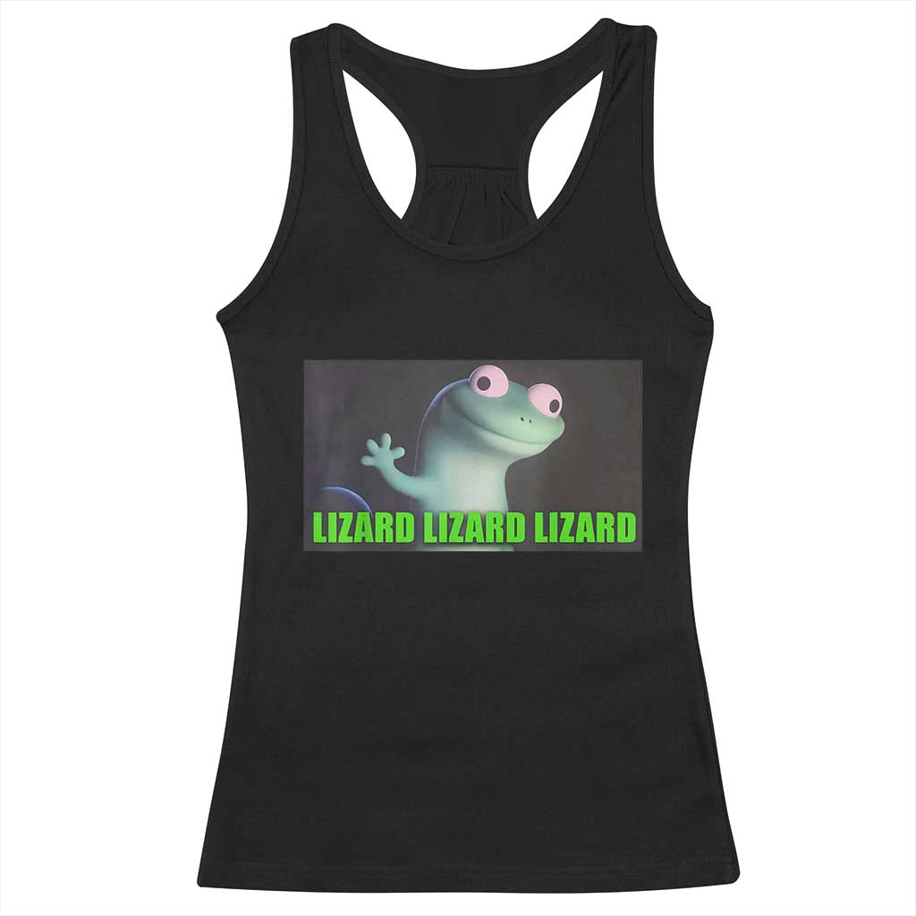 Funny Lizard Lizard Lizard Racerback Tank Top Weirdcore Gecko Meme - Wonder Print Shop