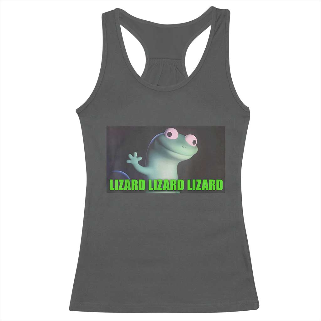 Funny Lizard Lizard Lizard Racerback Tank Top Weirdcore Gecko Meme - Wonder Print Shop