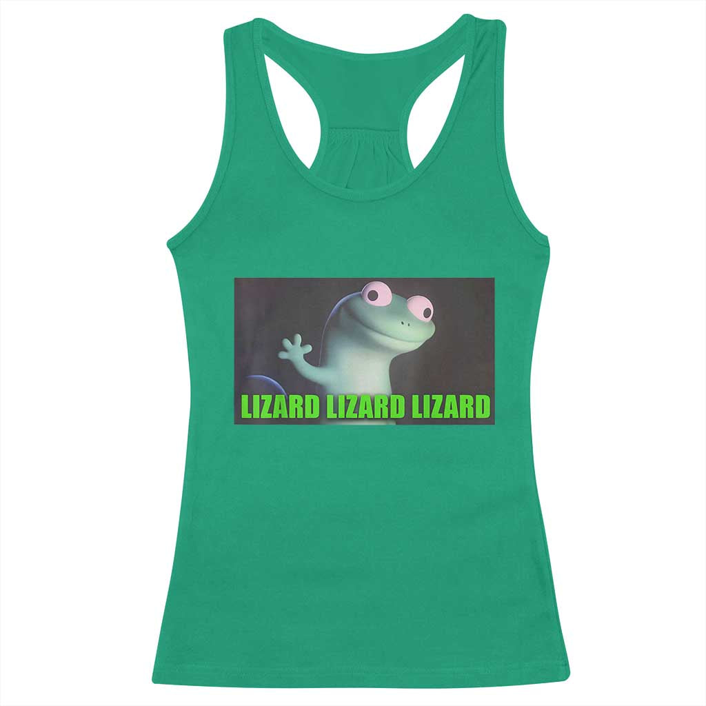 Funny Lizard Lizard Lizard Racerback Tank Top Weirdcore Gecko Meme - Wonder Print Shop