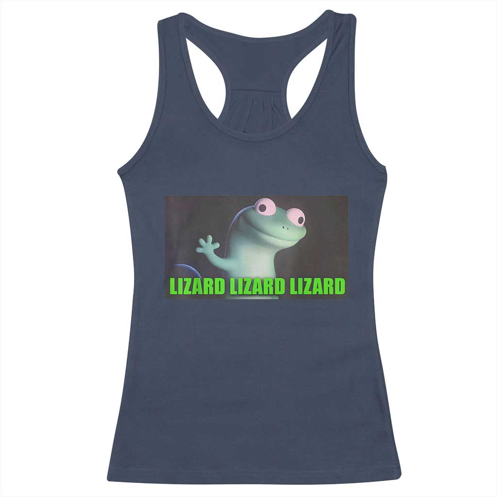 Funny Lizard Lizard Lizard Racerback Tank Top Weirdcore Gecko Meme - Wonder Print Shop