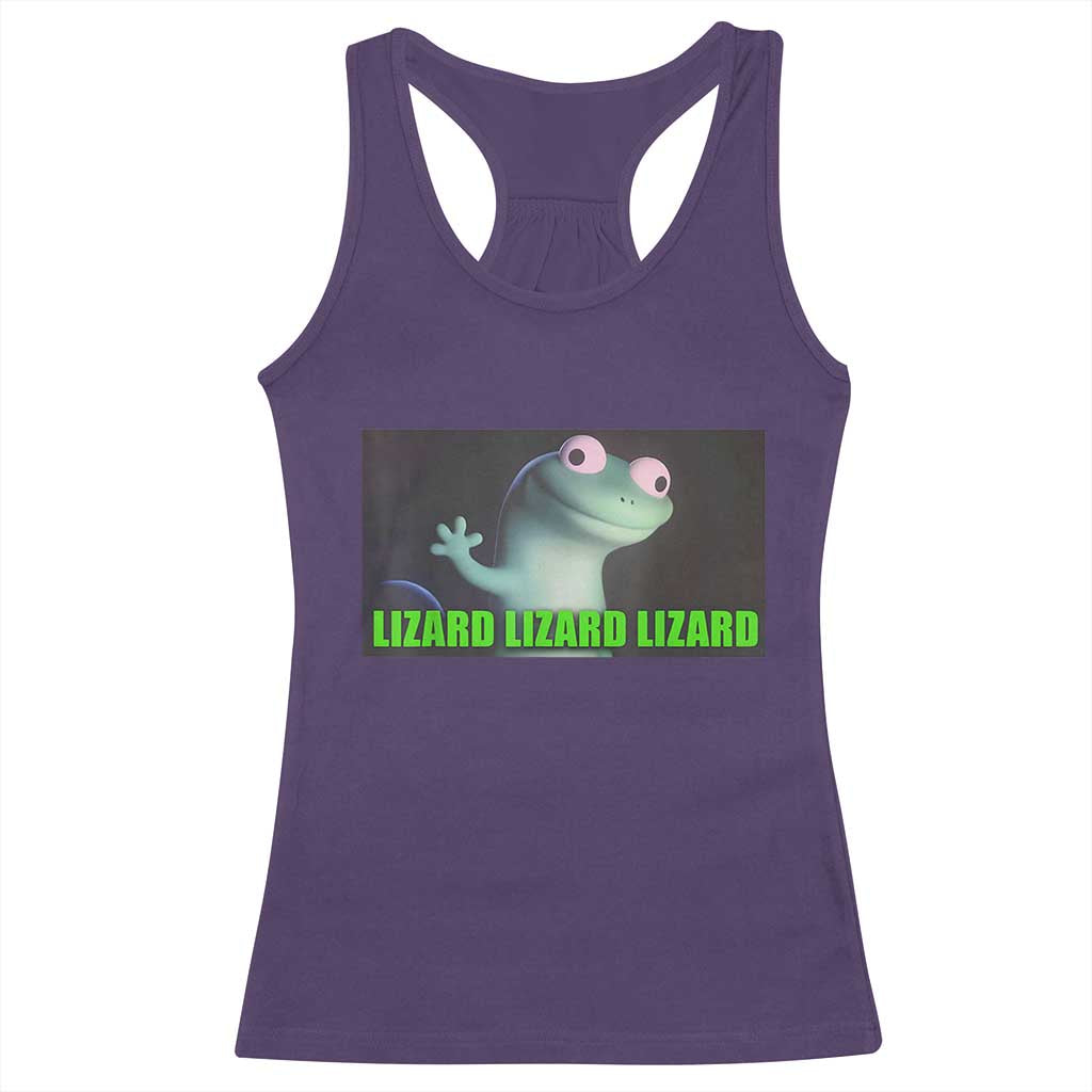 Funny Lizard Lizard Lizard Racerback Tank Top Weirdcore Gecko Meme - Wonder Print Shop