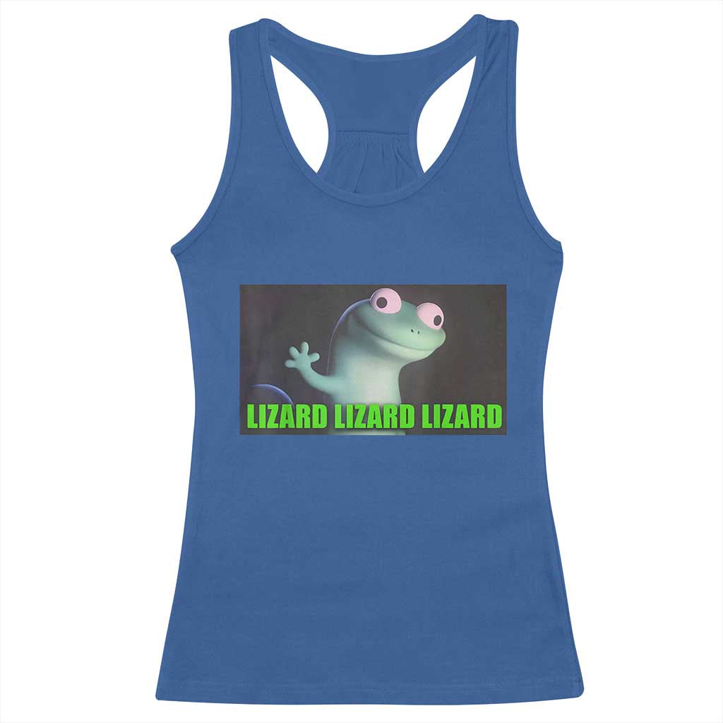 Funny Lizard Lizard Lizard Racerback Tank Top Weirdcore Gecko Meme - Wonder Print Shop