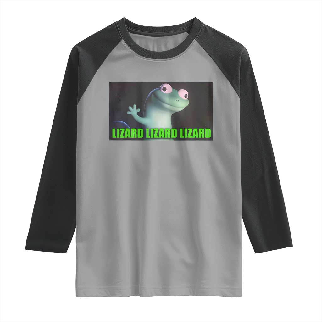 Funny Lizard Lizard Lizard Raglan Shirt Weirdcore Gecko Meme - Wonder Print Shop