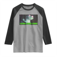 Funny Lizard Lizard Lizard Raglan Shirt Weirdcore Gecko Meme - Wonder Print Shop
