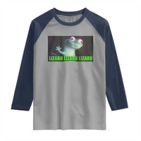 Funny Lizard Lizard Lizard Raglan Shirt Weirdcore Gecko Meme - Wonder Print Shop