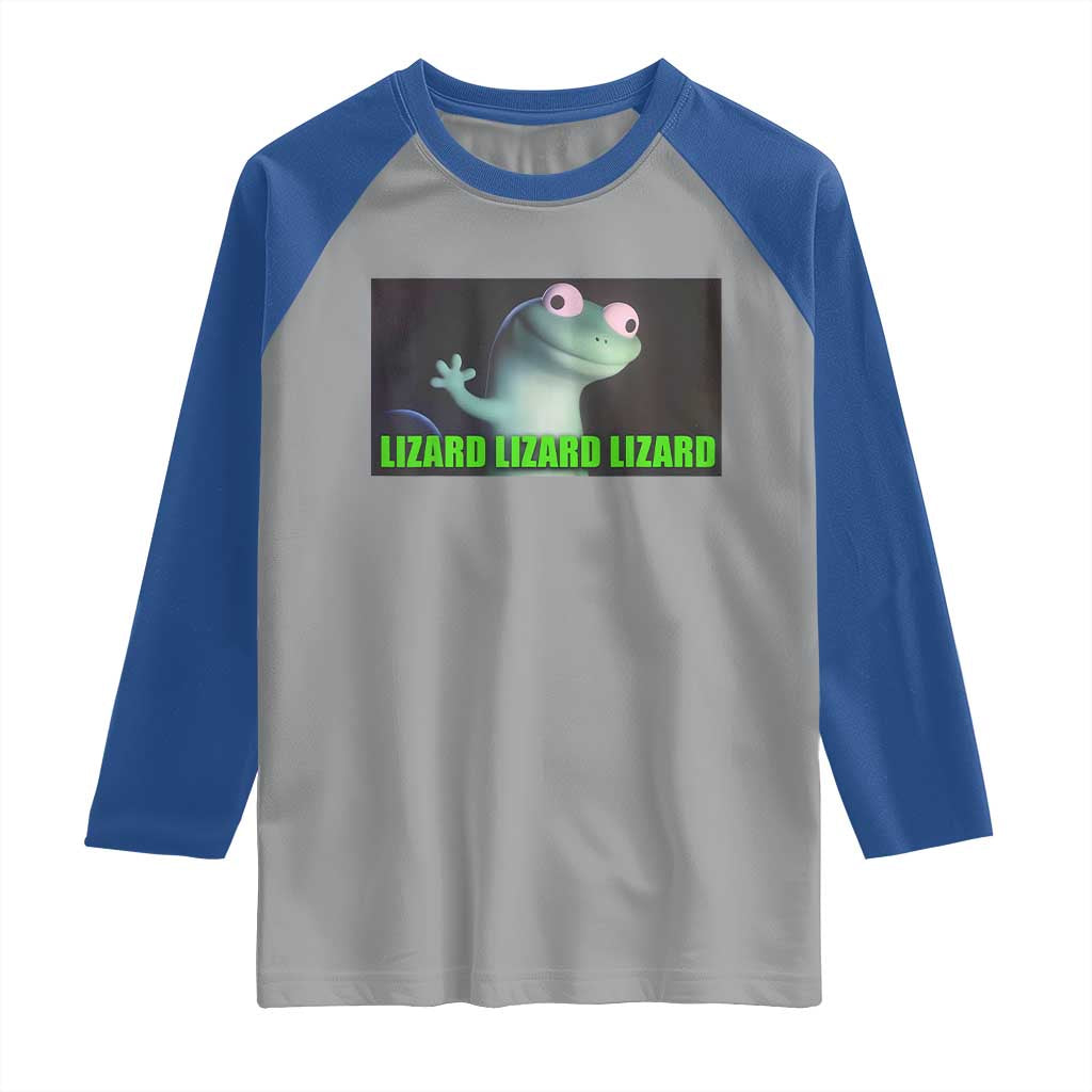 Funny Lizard Lizard Lizard Raglan Shirt Weirdcore Gecko Meme - Wonder Print Shop