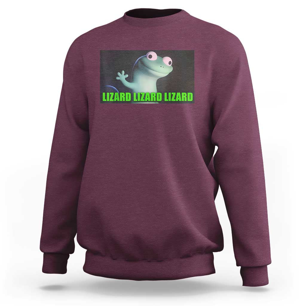 Funny Lizard Lizard Lizard Sweatshirt Weirdcore Gecko Meme - Wonder Print Shop