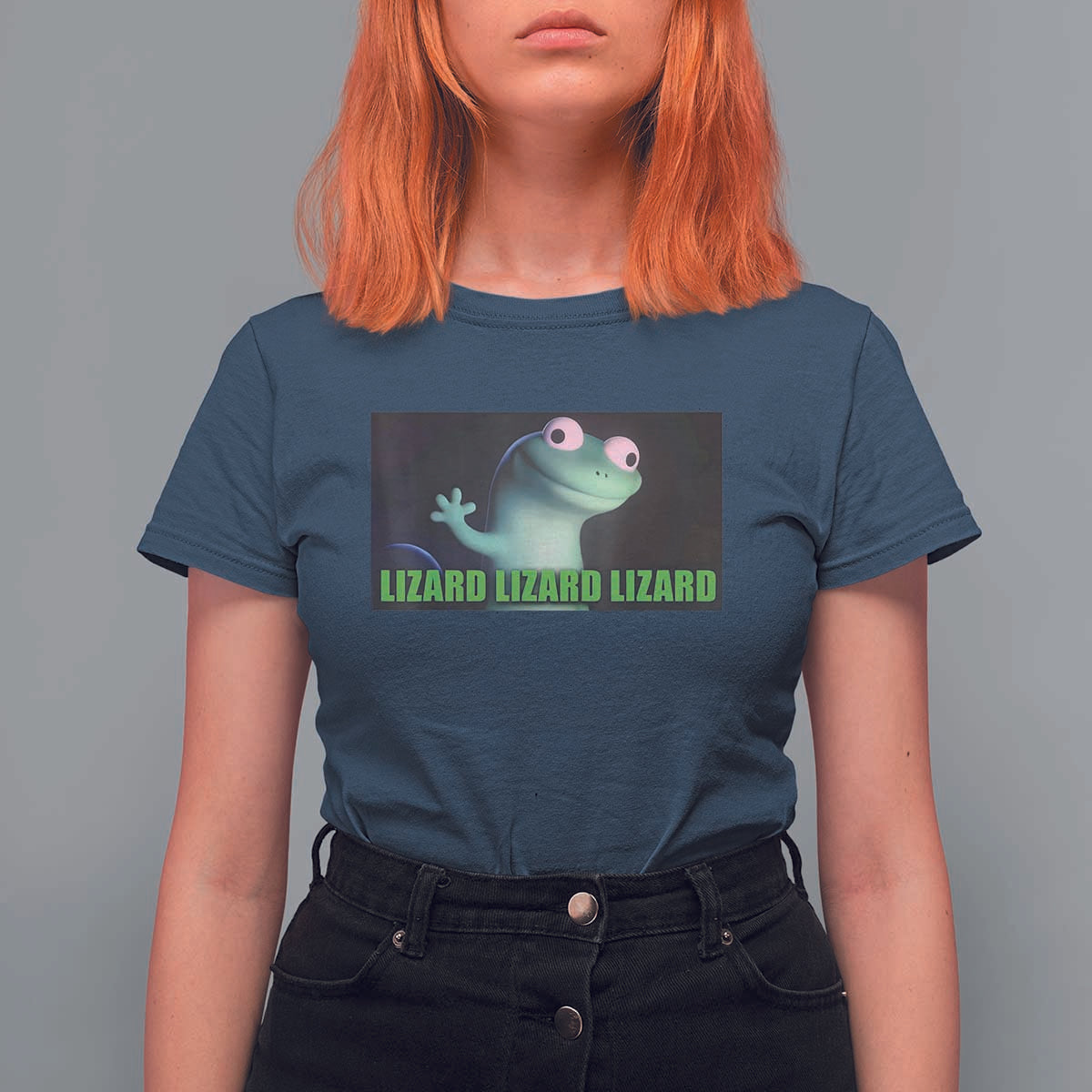 Funny Lizard Lizard Lizard T Shirt For Women Weirdcore Gecko Meme - Wonder Print Shop