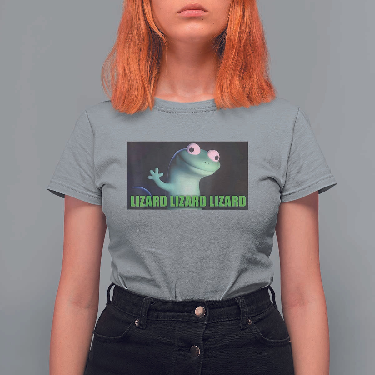 Funny Lizard Lizard Lizard T Shirt For Women Weirdcore Gecko Meme - Wonder Print Shop