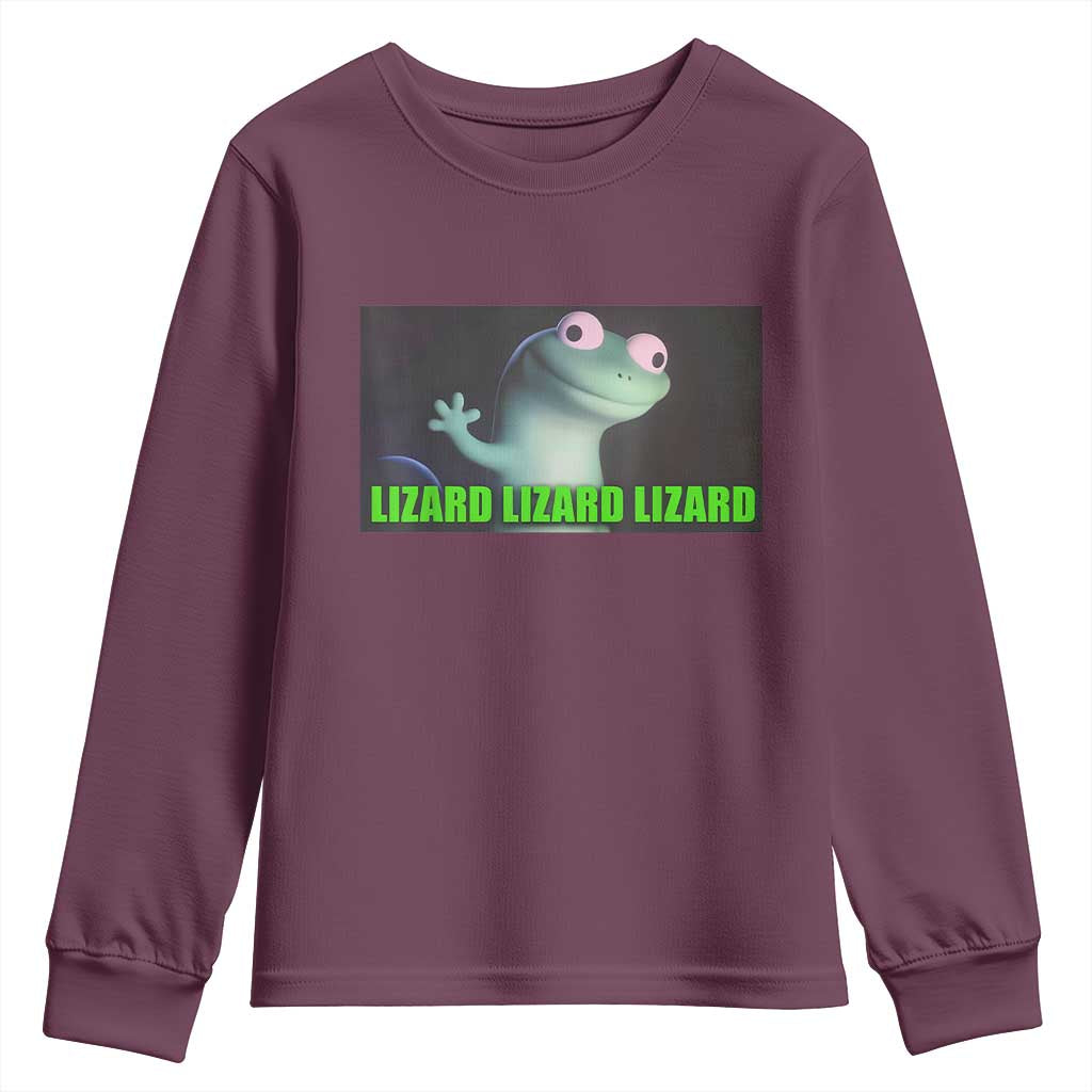 Funny Lizard Lizard Lizard Youth Sweatshirt Weirdcore Gecko Meme - Wonder Print Shop